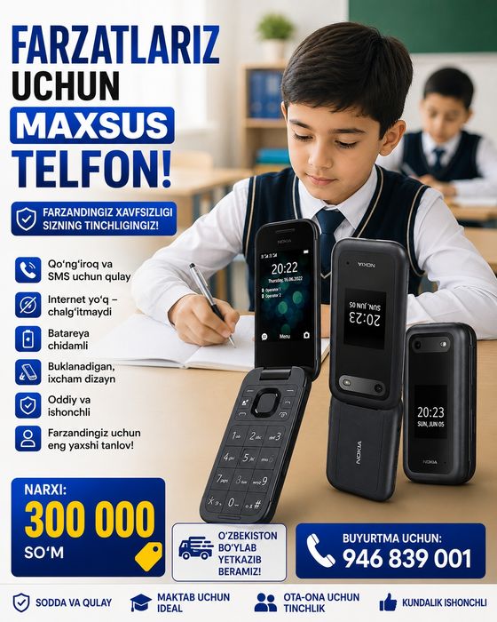 Nokia 2660 flip qorasidan bor yangi telfon Karopka dokument bor