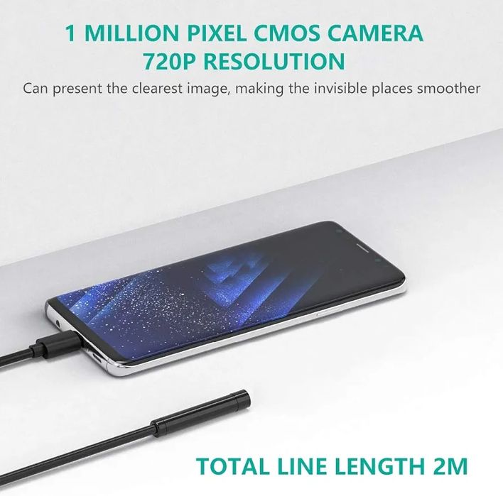 3-in-1 Mobile Phone Endoscope USB 1 Million Pixel 720P Resolution 2 m