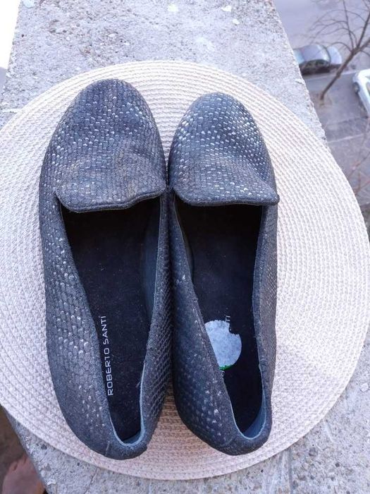 Pantofi piele Roberto Santi, mar. 39 (24 cm) made in Pakistan.