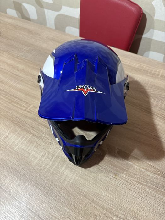 Casca Moto Full-Face FGN Albastra, Marimea L, Certificata DOT (Ochelari inclusi)