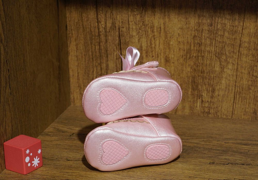 Balerini roz sidefat cu funda saten Mayoral marimea 16