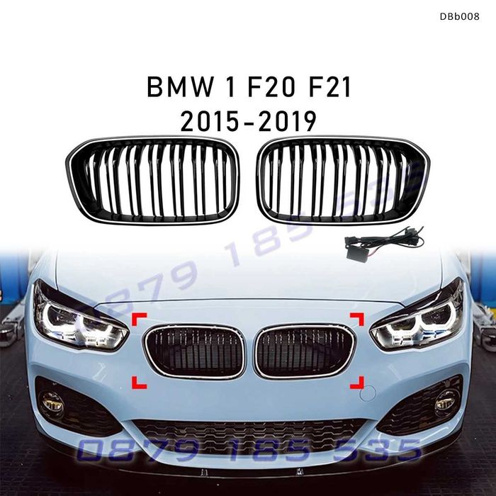 Светещи LED тунинг бъбреци за BMW 1 F20 F21 Facelift 2015–2019 черен гланц DBb008 бмв ф20