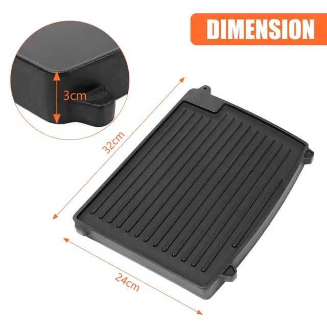 Placă/grătar din fontă pentru grătarele pe gaz Enders, accesoriu solid – negru, 32 × 24 cm.