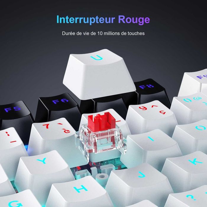 Tastatură mecanică gaming TECURS MK208 wireless,80%,red switch,AZERTY