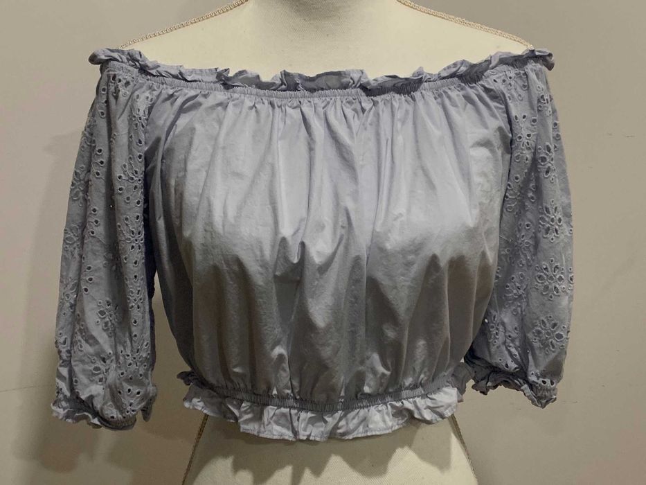 Top galben cu umar gol Zara / Crop top albastru deschis