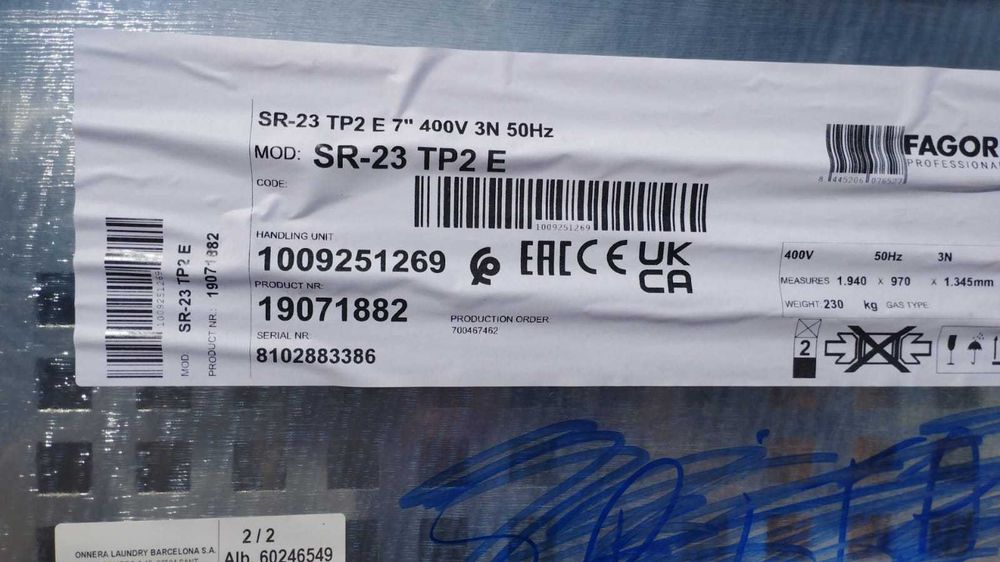 Uscator de rufe profesional FAGOR 23kg