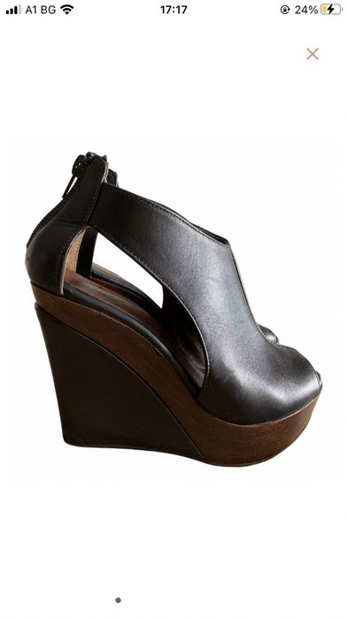 Кожени сандали на платформа размер 36