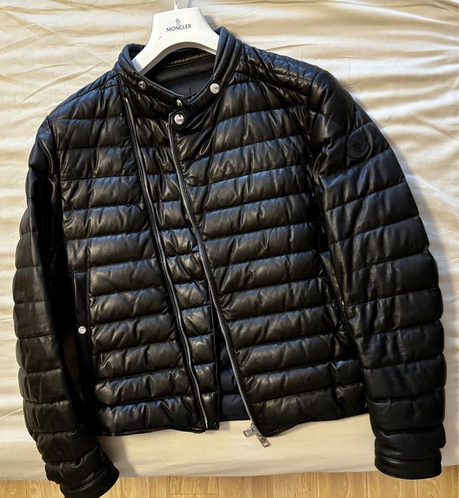 Geaca pt barbati Moncler- piele naturala, puf gasca