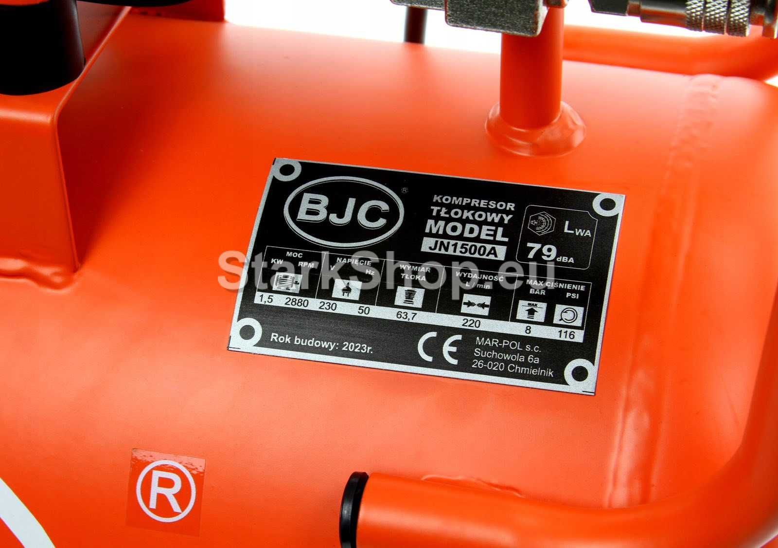 Монофазен безмаслен бутален компресор за въздух 8 бара,24 лBJC1.5 kW гр ...