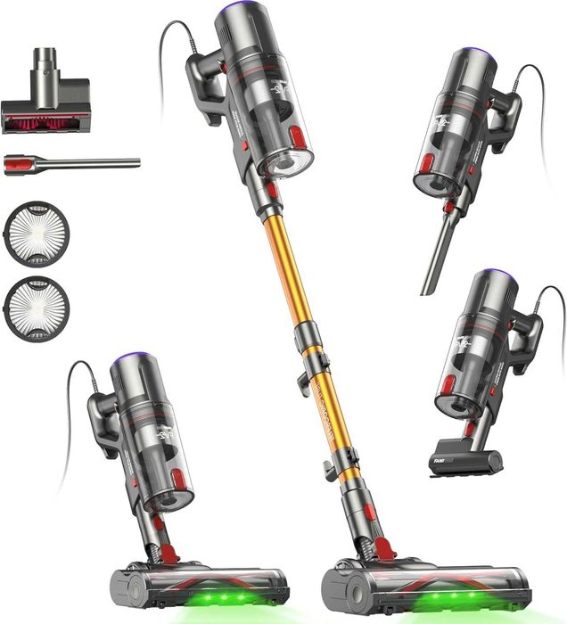 Aspirator cu cablu, putere de aspirare constantă de 65 kPa și 600 W, aspirator fără sac cu perie pentru saltea, cablu de 7 m, autoportant