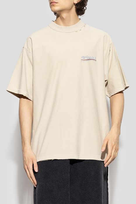 Мъжка тениска Balenciaga T shirt Cream