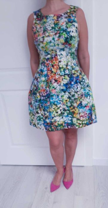 Rochie Zara Woman bumbac, multicolora,  mas.S