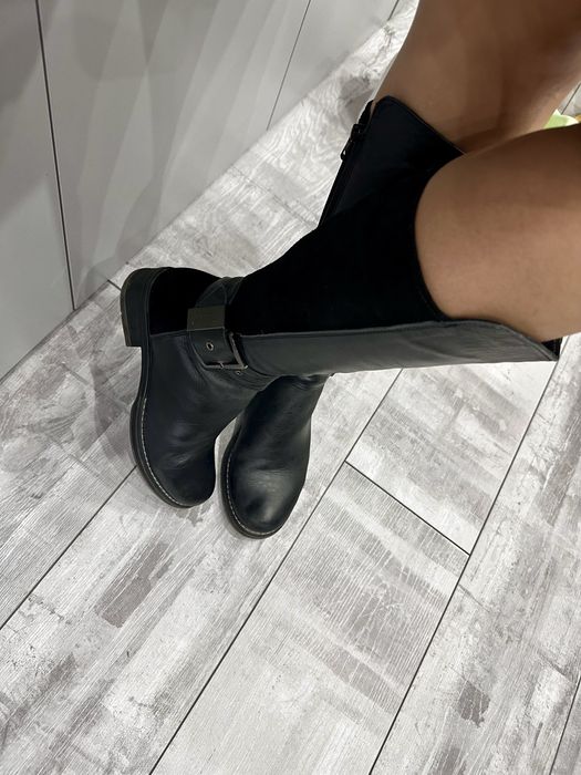 Черни ботуши от естествена кожа