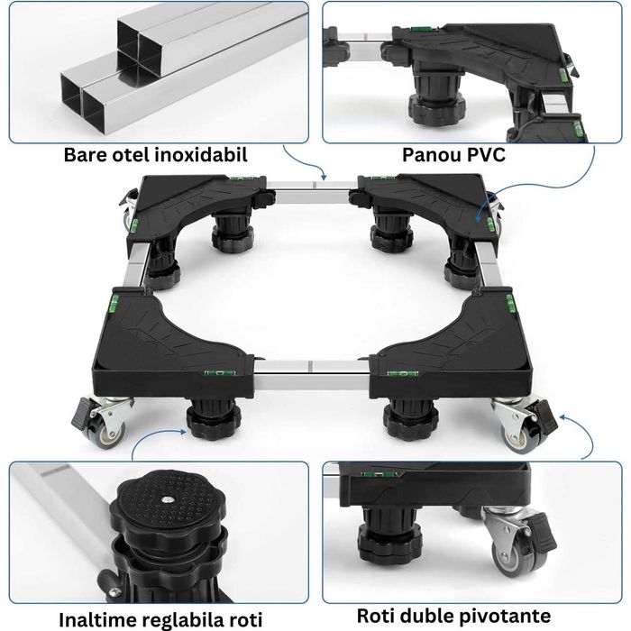 Suport pentru masina de spalat,aragaz,frigider cu 8 picioare si 8 roti