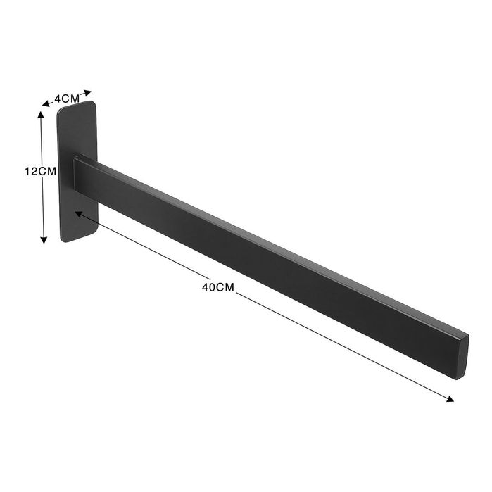 Suport pentru prosoape autoadeziv din oțel inoxidabil, montat pe perete – Negru 40 cm