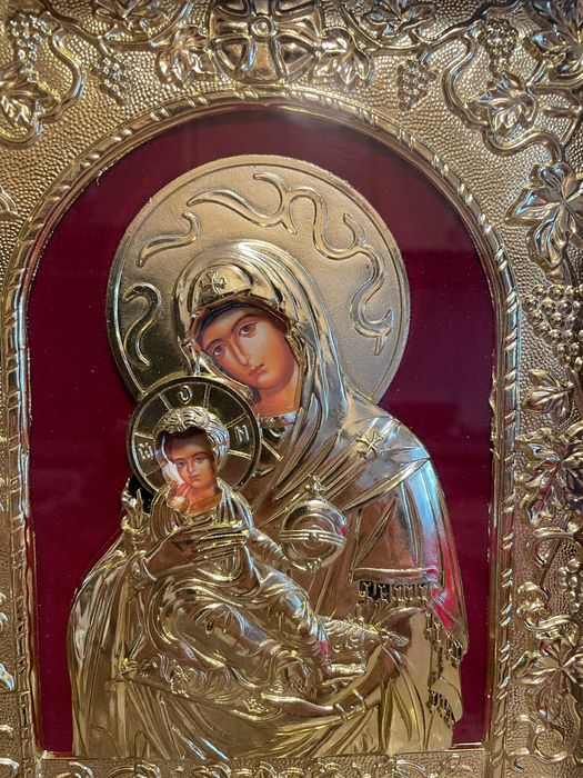 icoana argintata icoana veche maica domnului dim 24x27 icoana veche