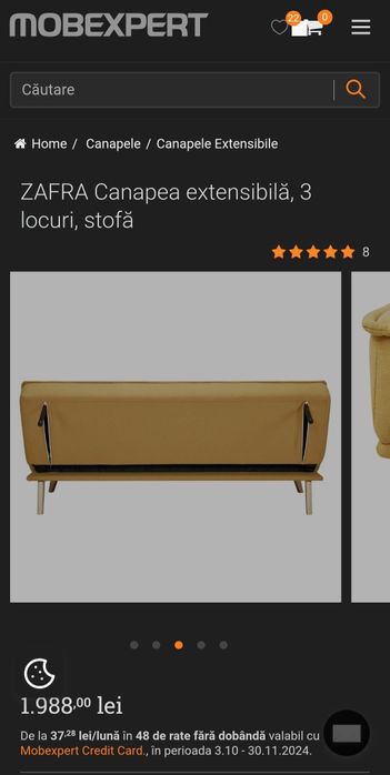 Canapea extensibila, 3 locuri, in conditii foarte bune