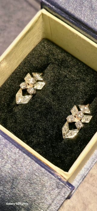 Золотые серьги СССР с Якутскими бриллиантами  583 проба