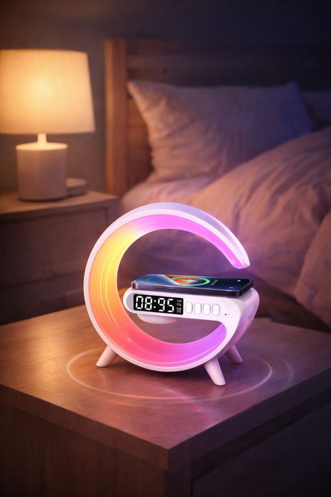 Lampa led cu boxă Bluetooth BT-3401 cu Încărcare Wireless