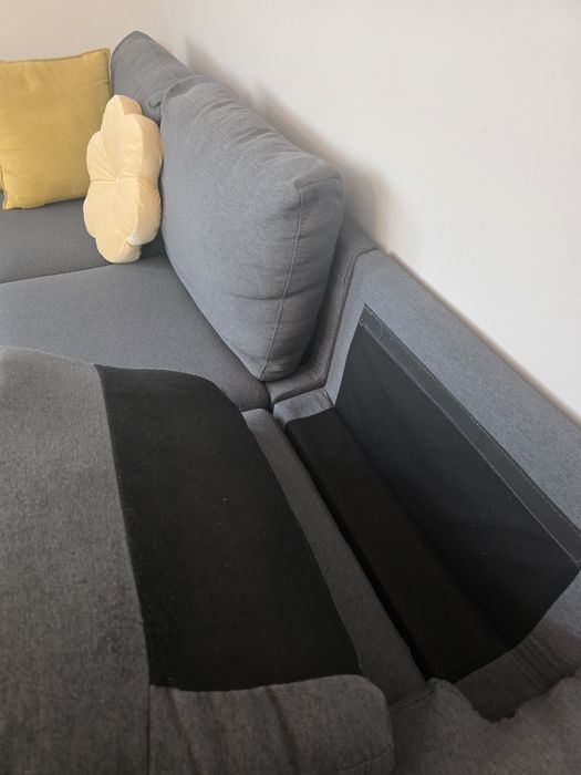 Диван с лежанка.Сив цвят