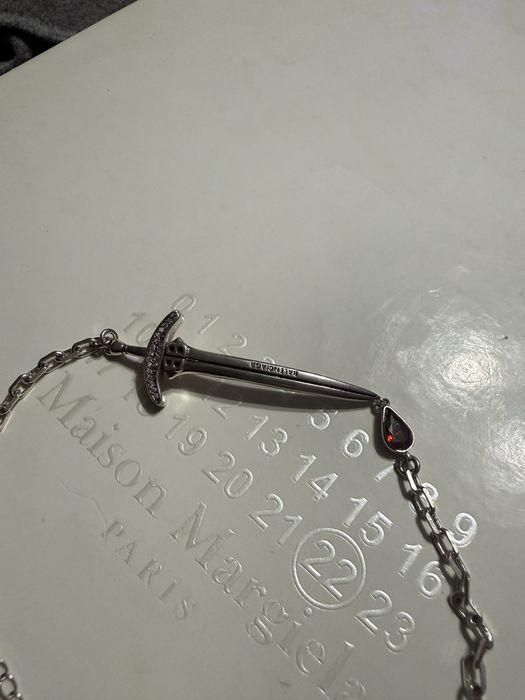 Bratara Balenciaga Sword Pendant cu piatra rosie