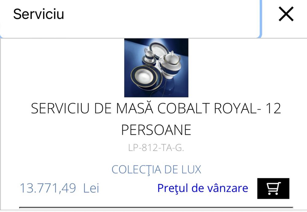 Serviciu masă  1777, ECHT PORȚELAN , rar