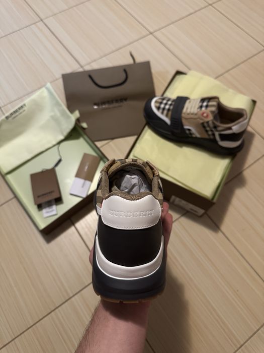 Adidasi Burberry piele naturala full box