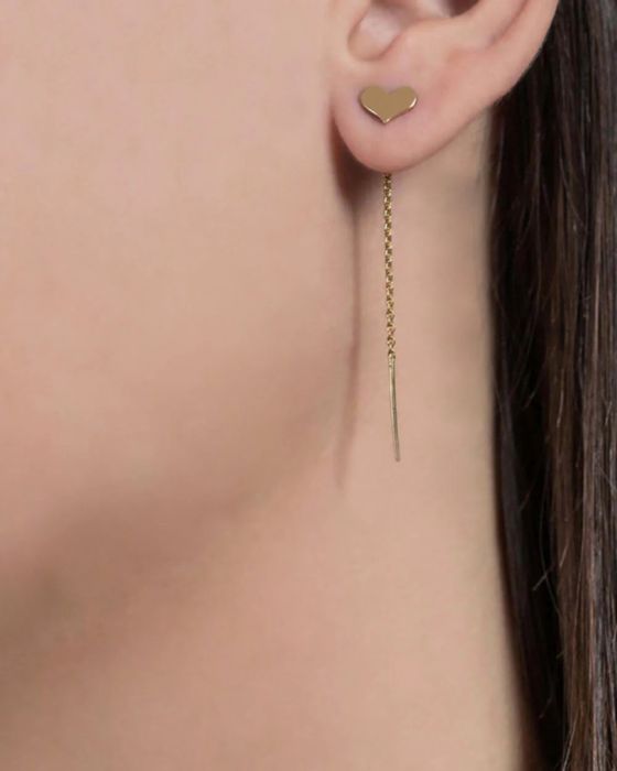 Cercei din aur roz 14k MINIONETTE,  CHAINED HEART