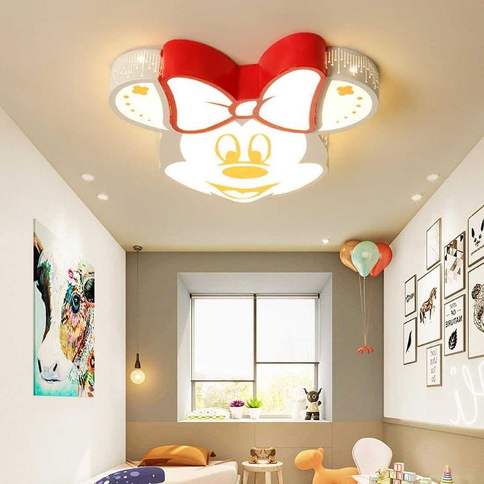 ЛЕД LED Детска таванна лампа полилей Мини Маус анимация дистанционно