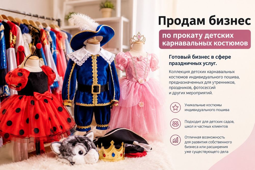 Продам готовый бизнес по прокату детских карнавальных костюмов