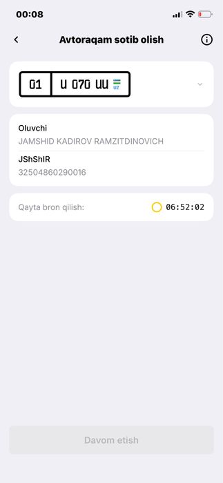 Avtoraqam xizmati auksion nomer olib beramiz sugurta tonirovkayam bor