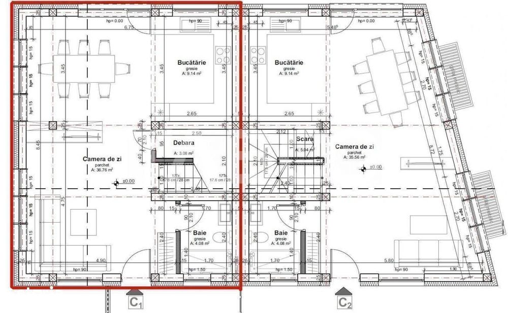 Duplex cu 2 garaje semifinisat de vanzare cartierul Dambul Rotund
