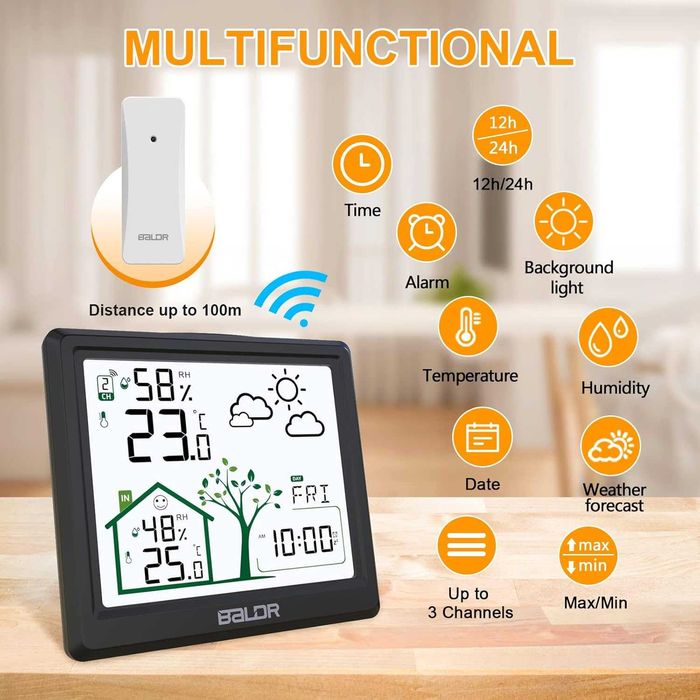 Bluetooth и Wifi  метеорологична станция  с външен сензор LEVIPE