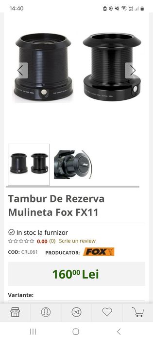 Tamburi de rezerva: shimano 14000, prologic 7000, okuma 8k/cb60, fox f