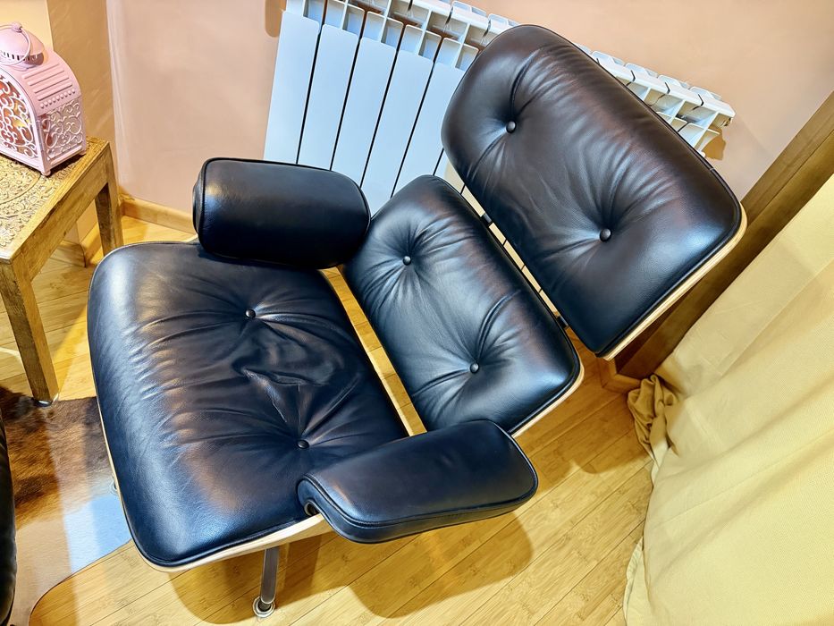 ~ Eames Louge Chair / Scaun / Fotoliu plus Otoman piele / lemn ~