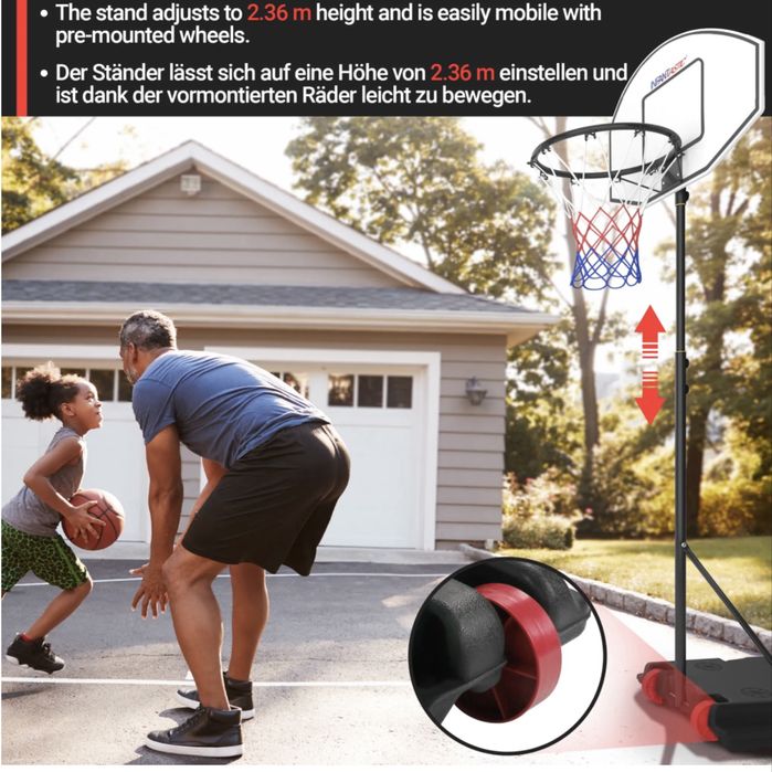 Баскетболен кош регулируем на височина 148-200 см