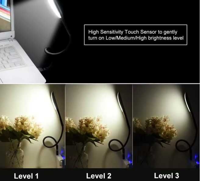 Мини LED лампа с USB контакт, черна и бяла