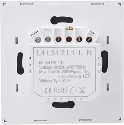 WiFi ключ за осветление единичен без нулa черен-бял smartlife, tuya