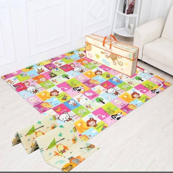 детский игровой коврик складной двусторонний,большой 200х180х1 см пазл