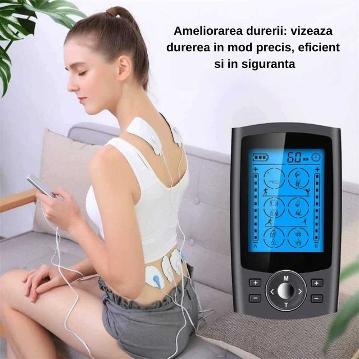 Aparat de masaj cu electrostimulare, 36 Moduri de masaj, Negru