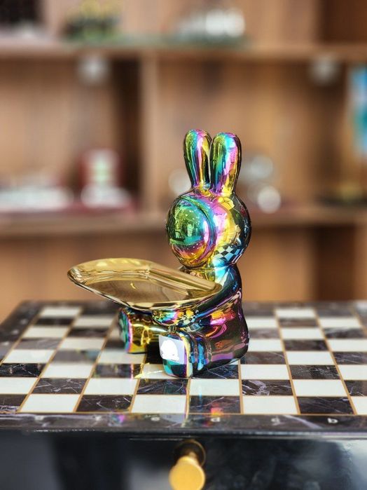 Статуэтка для интерьера, с подносом,Медведь копилка