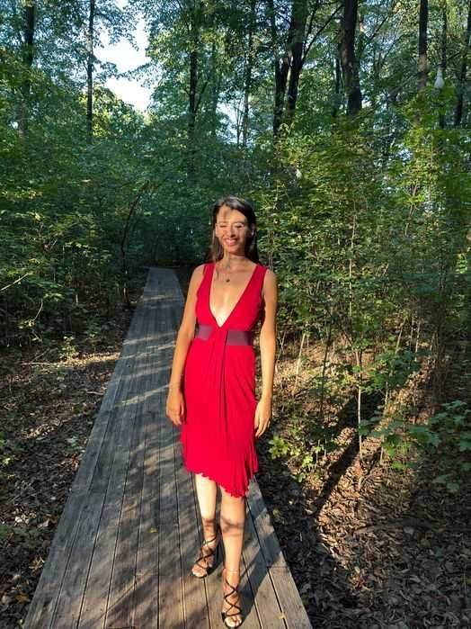 RED VALENTINO Tango/Flamenco Cocktail rochie roșie -Valentino Garavani