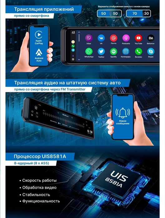 Видеорегистратор ва антирадар TrendVision aMirror 15ANDROID UNIVERSE