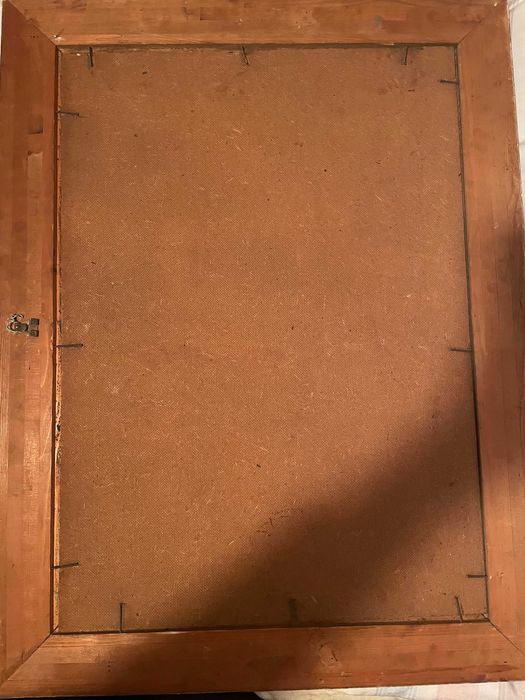 Tablou Vechi Ulei pe Panza - Peisaj Rural Semnat, Anul 1953