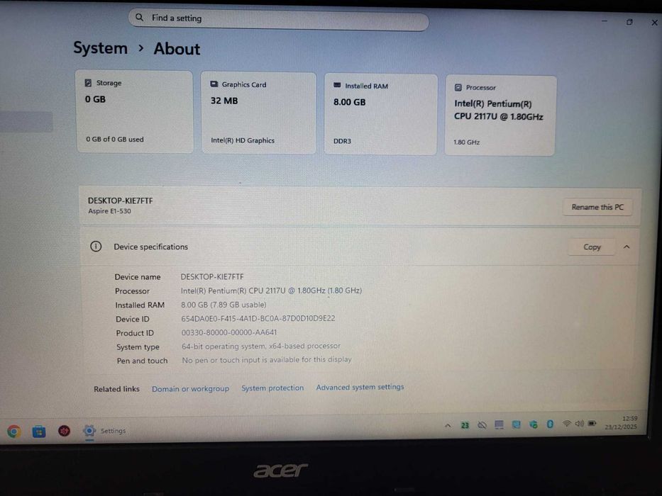 Acer Aspire E1-530 15.6" CPU Intel 2117U 1.8 GHz 8Gb DDR3 240Gb SSD