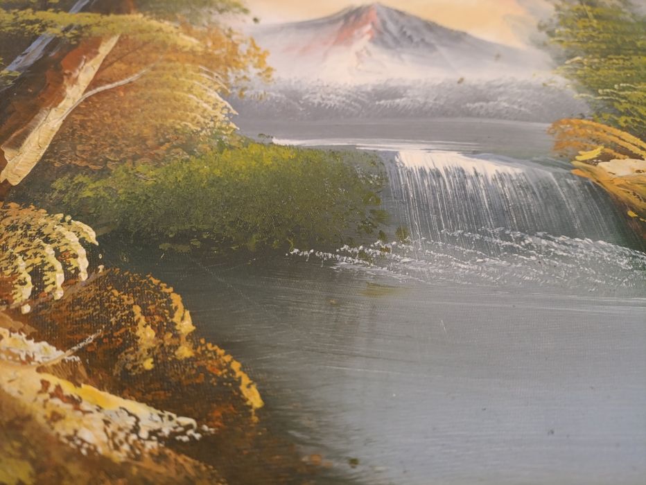 Tablou Pictat "Cascada Ascendentă în Lumină Aurie" Anul 1998