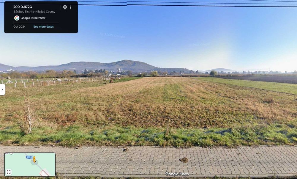 Teren intravilan 1.550 mp – Sărățel  -10km de Bistrita– Drum privat – Curent și apă – Doar 17 €/mp!
