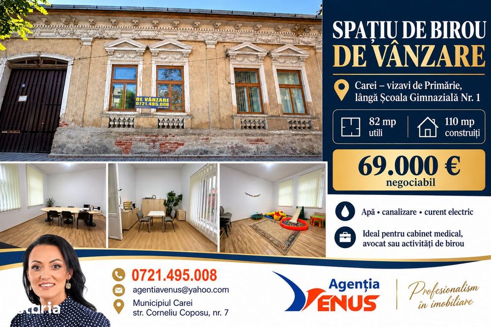 Spațiu De Birou- În Carei – Poziție Excelentă, Vizavi De Primărie!