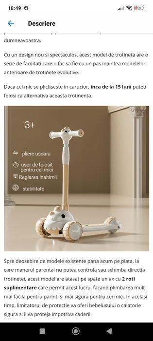 Trotineta multifuncțional copii