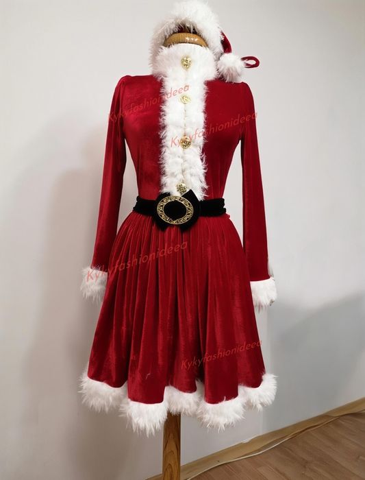 Rochie Crăciunita femei costum Crăciunita lux  made în România  S M L